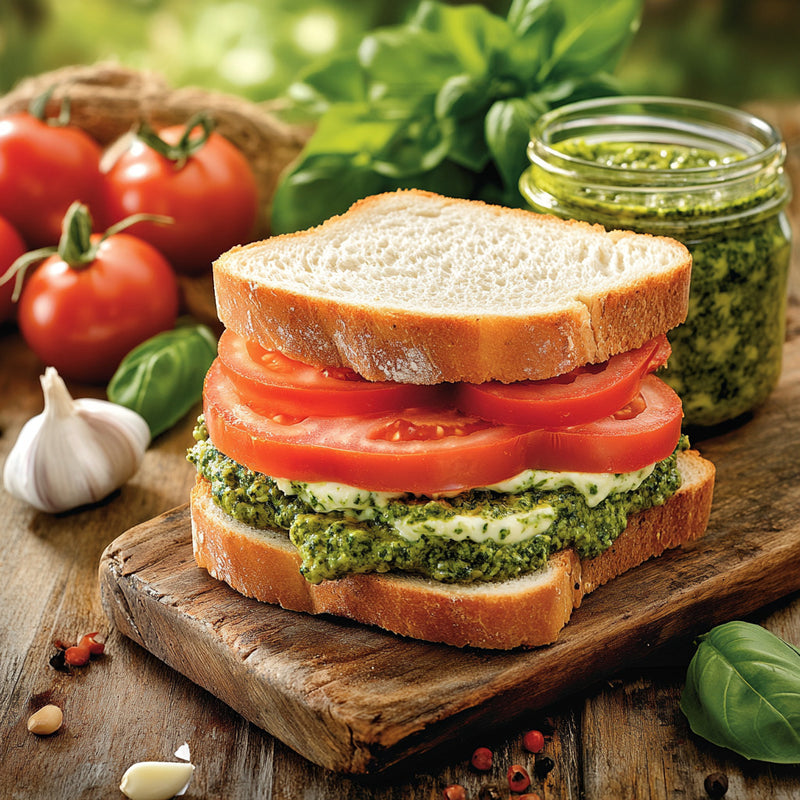 Tomato Sandwich with Pesto Mayo Twist