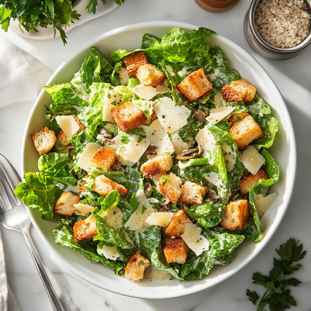 white christmas dresses Anchovy-Infused Caesar Salad with Crunchy Garlic Croutons