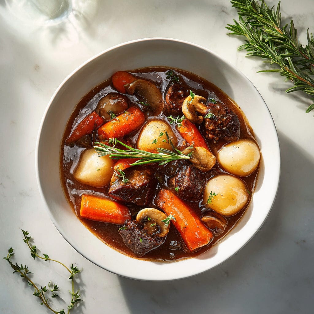 Hearty Herb-Infused Slow-Cooked Beef Stew with Root Vegetables