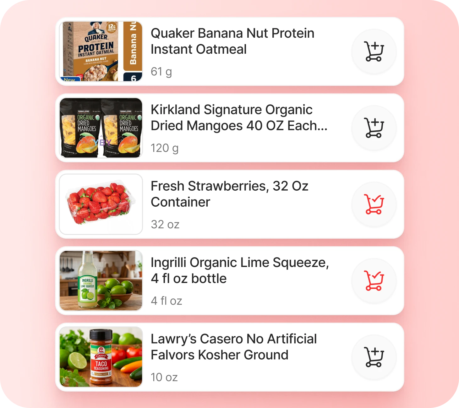 Pantry comparison rows showing Splenda, Stevia Leaf, Monk Fruit, Agave Nectar and Honey Bear with weights and add-to-cart icons.