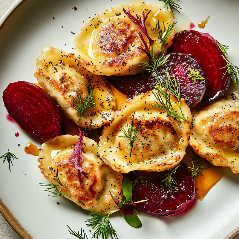 # Sheet-Pan Pierogies with Beets