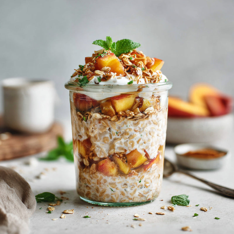 Peach Cobbler Overnight Oats Recipe