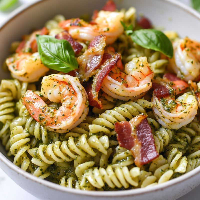 Shrimp Pesto Pasta in 4 Easy Steps