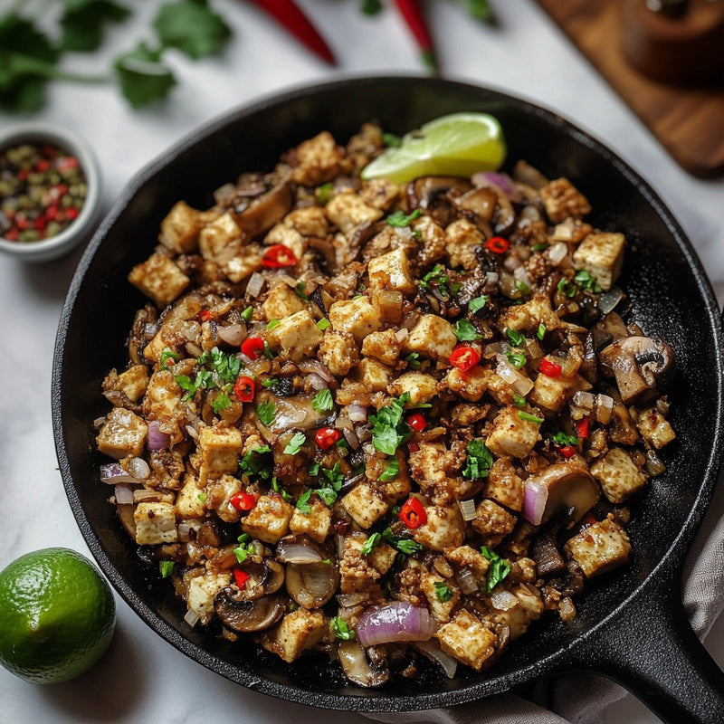 Sizzling Mushroom and Tofu Sisig Recipe