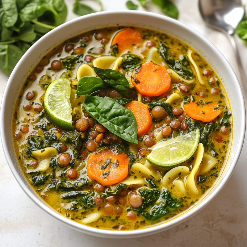 Green Curry Lentils & Pasta Recipe