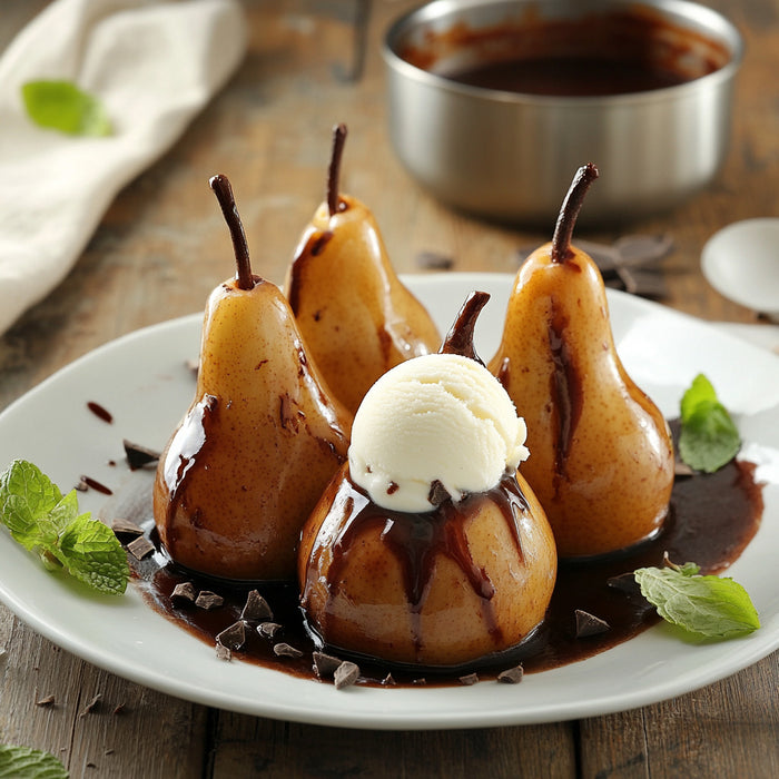 Chocolate-Drenched Poached Pears