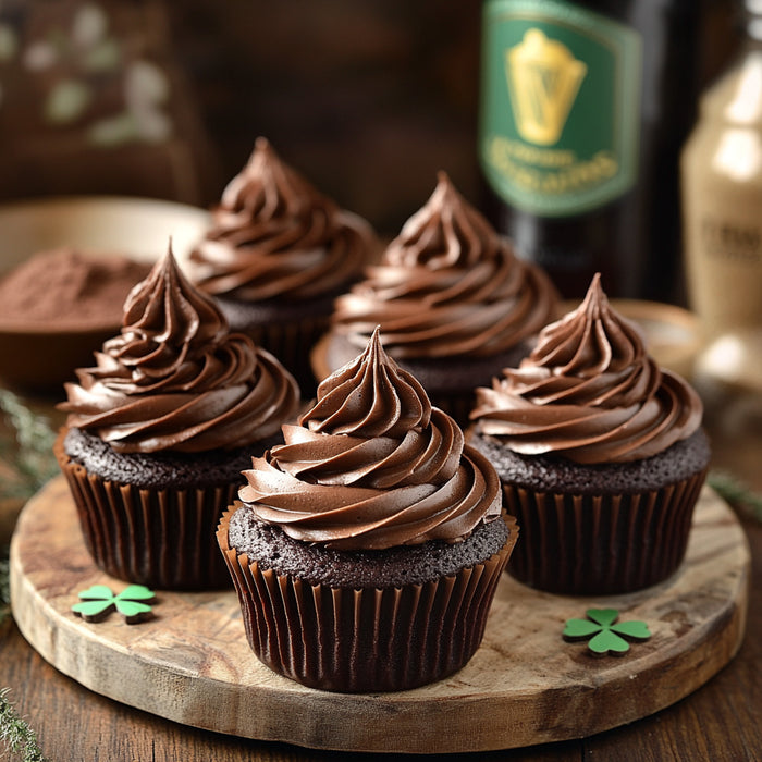 Irish Stout Chocolate Cupcakes with Creamy Guinness Frosting