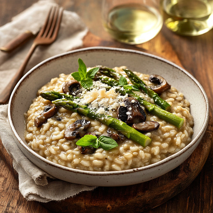 Creamy Asparagus and Morel Mushroom Risotto