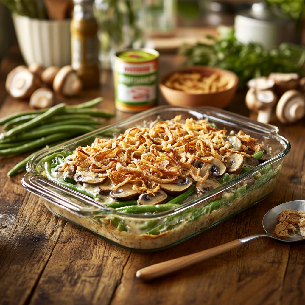 Healthy Green Bean and Portobello Mushroom Bake