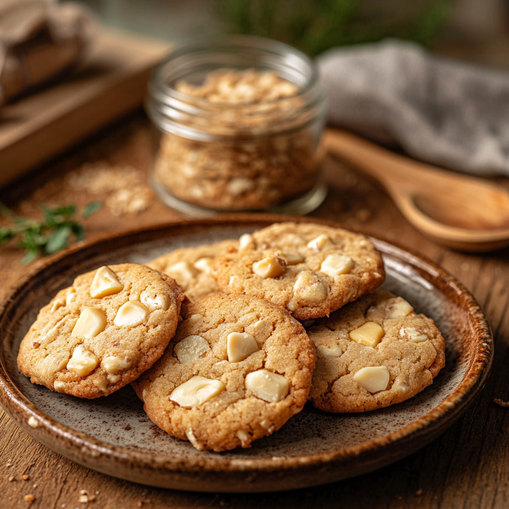 Creamy White Chocolate Macadamia Nut Cookie Mix in a Jar