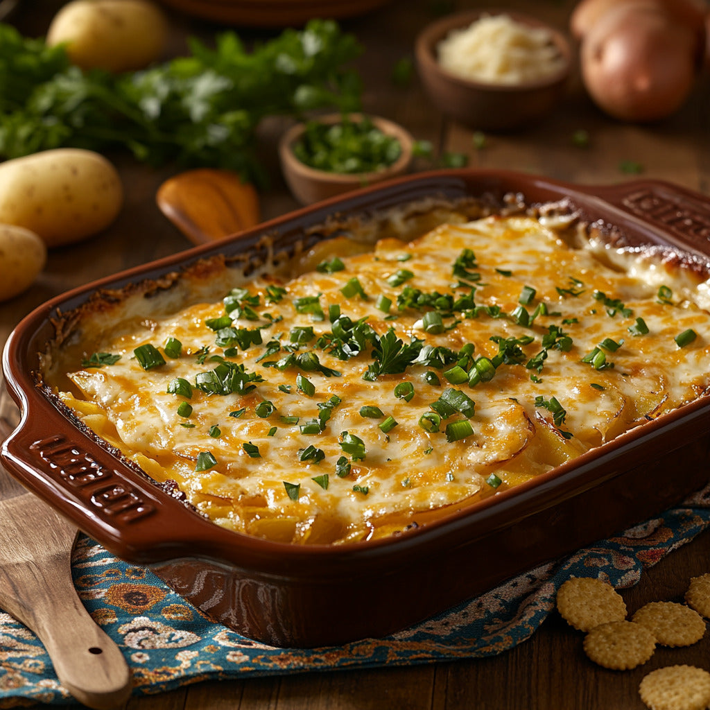 Creamy Parmesan Au Gratin Potatoes with Sweet Onions