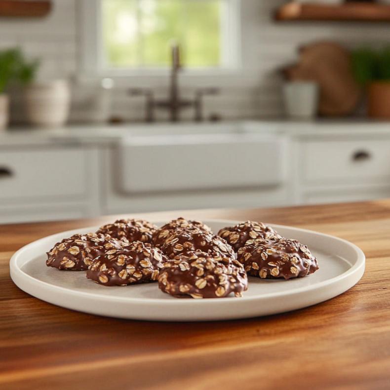 No-Bake Chocolate Peanut Butter Oat Cookies