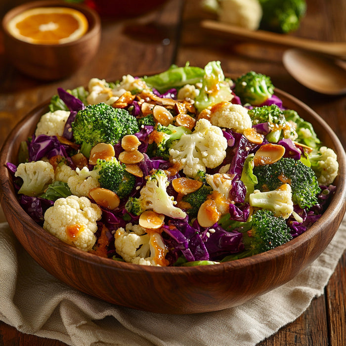 Crispy Cauliflower and Broccoli Salad with Honey-Soy Dressing