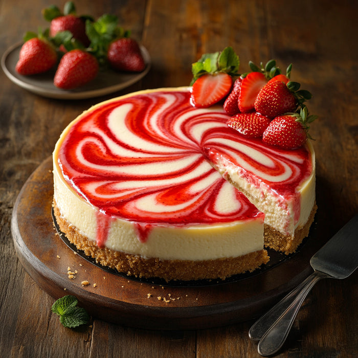 Creamy Strawberry Swirl Cheesecake