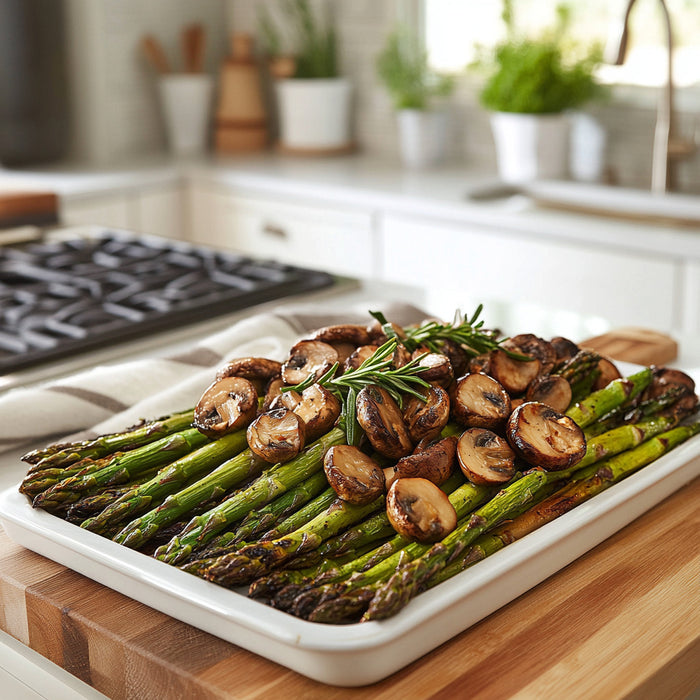 Savory Roasted Asparagus and Mushrooms