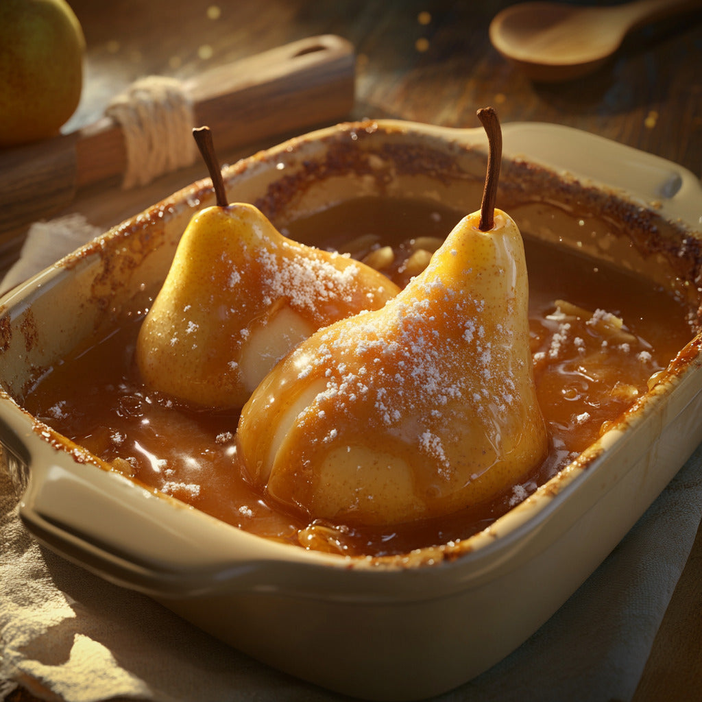 Caramel Cream Baked Pears