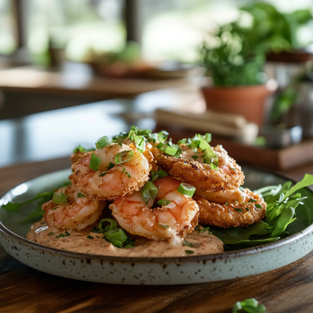 Crispy Fried Green Tomatoes with Zesty Shrimp Remoulade