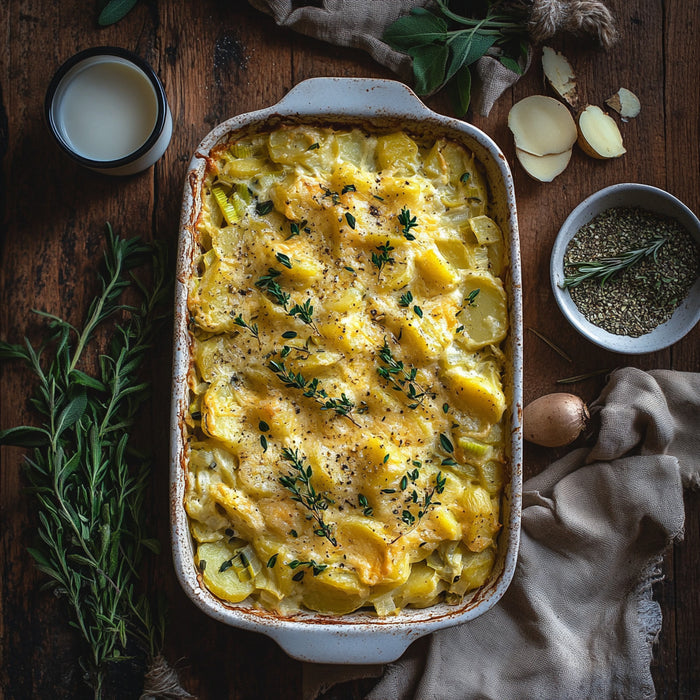 Creamy Vegan Potato Leek Bake