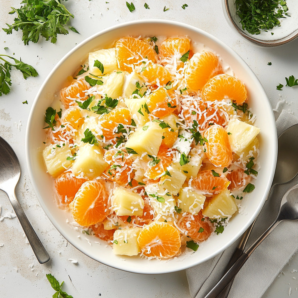 Tropical Paradise Fruit Salad with Citrus Whip