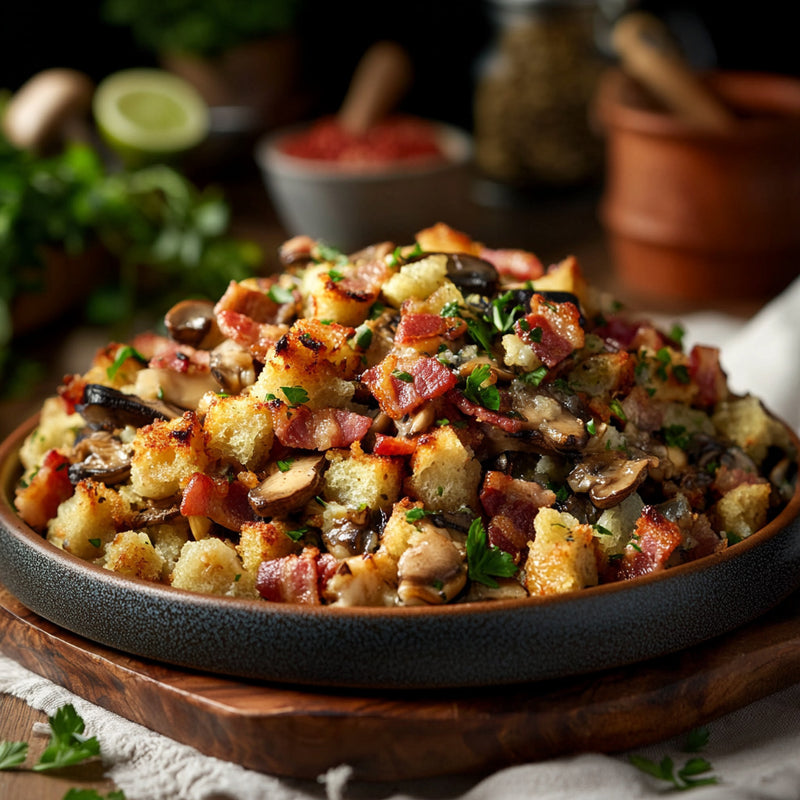 **Bacon, Mushroom, and Oyster Stuffing Extravaganza**