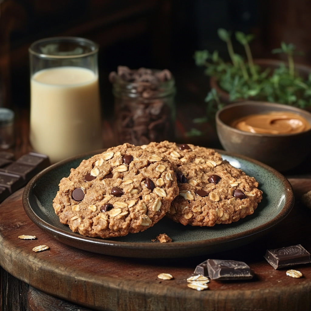 Flourless Peanut Butter Chocolate Oatmeal Cookies