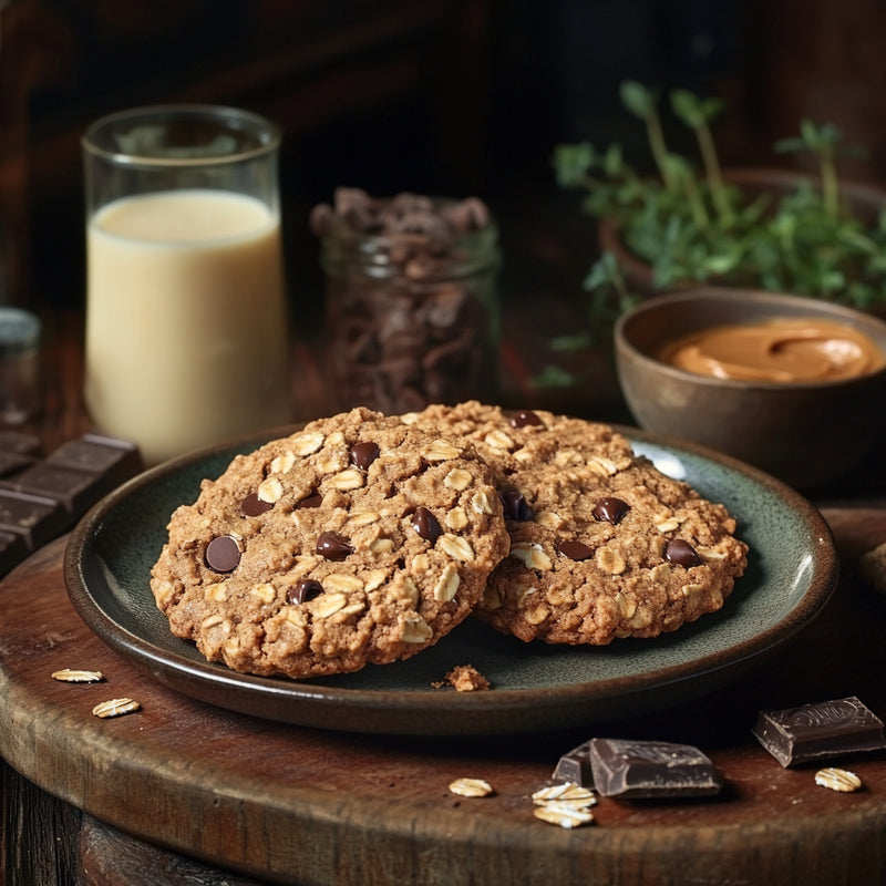 Flourless Peanut Butter Chocolate Oatmeal Cookies