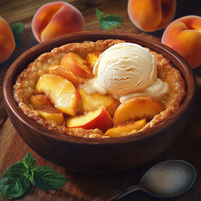 Southern Peach Cobbler with Creamy Buttermilk Ice Cream