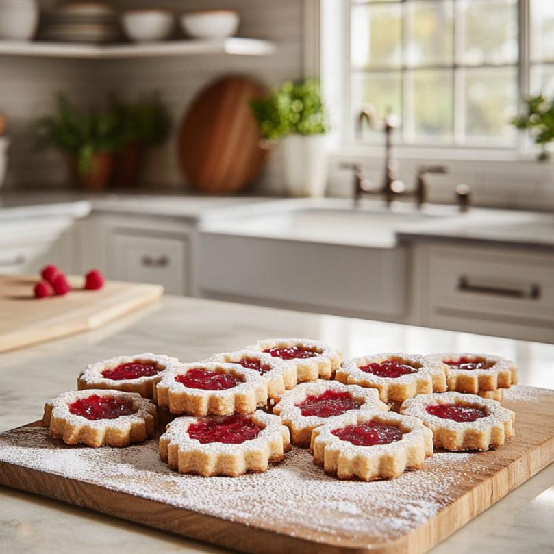 Raspberry Almond Linzer Cookies