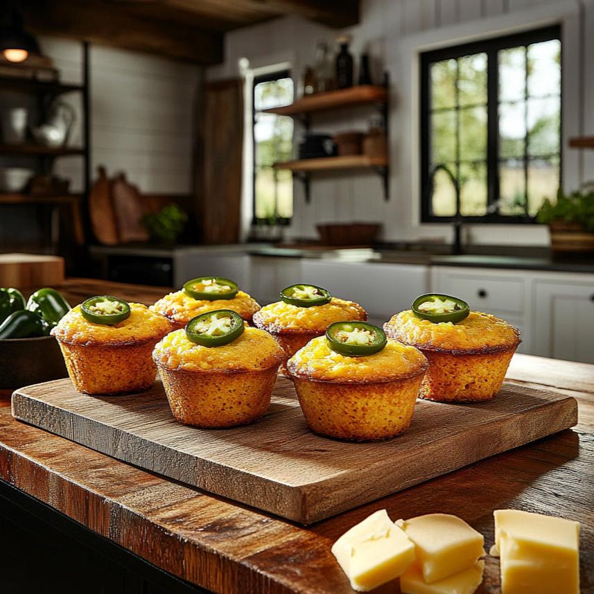 Spicy Cheddar Jalapeno Cornbread Muffins