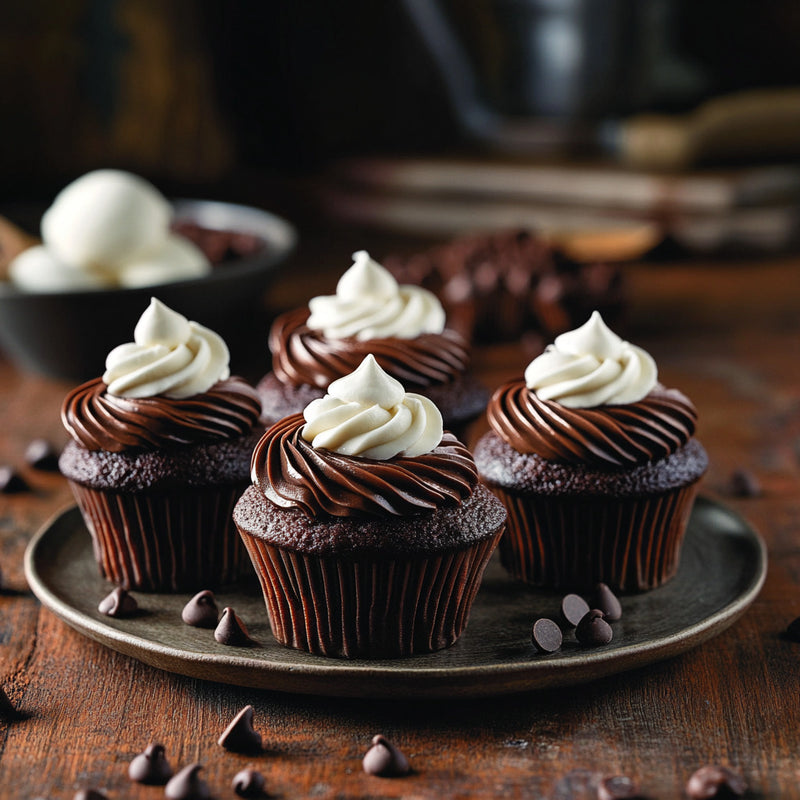 Chocolate Cream-Filled Fudge Cupcakes