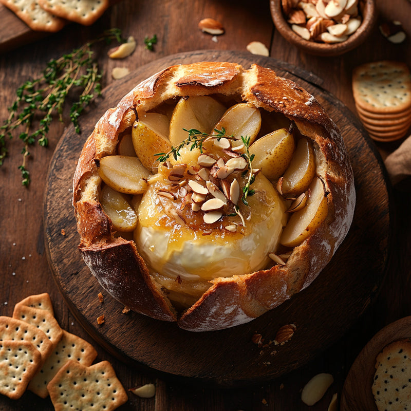 Creamy Baked Brie with Caramelized Pears and Thyme