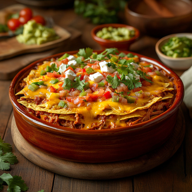 Savory Pulled Pork Tortilla Bake