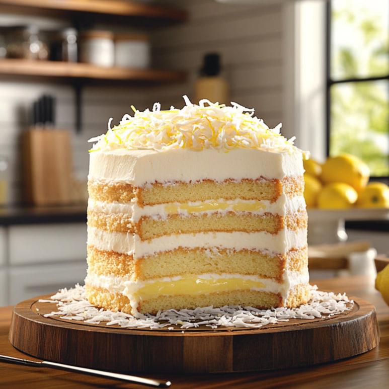 Tropical Lemon Coconut Layer Cake