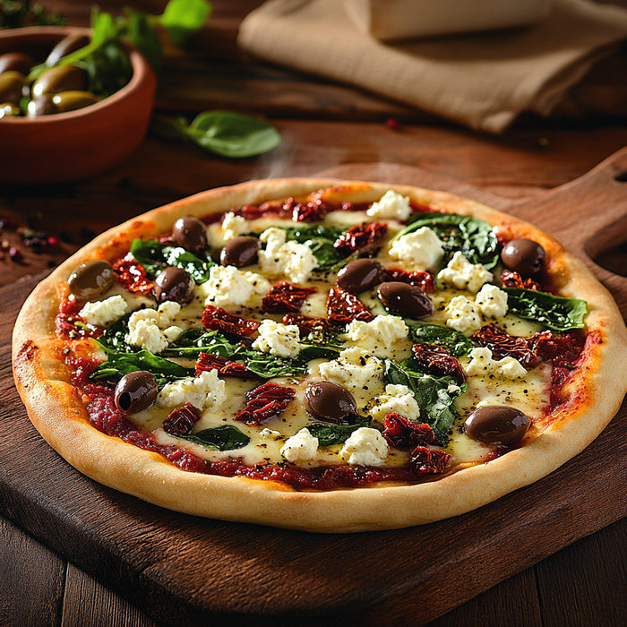 Mediterranean Spinach Feta Pizza