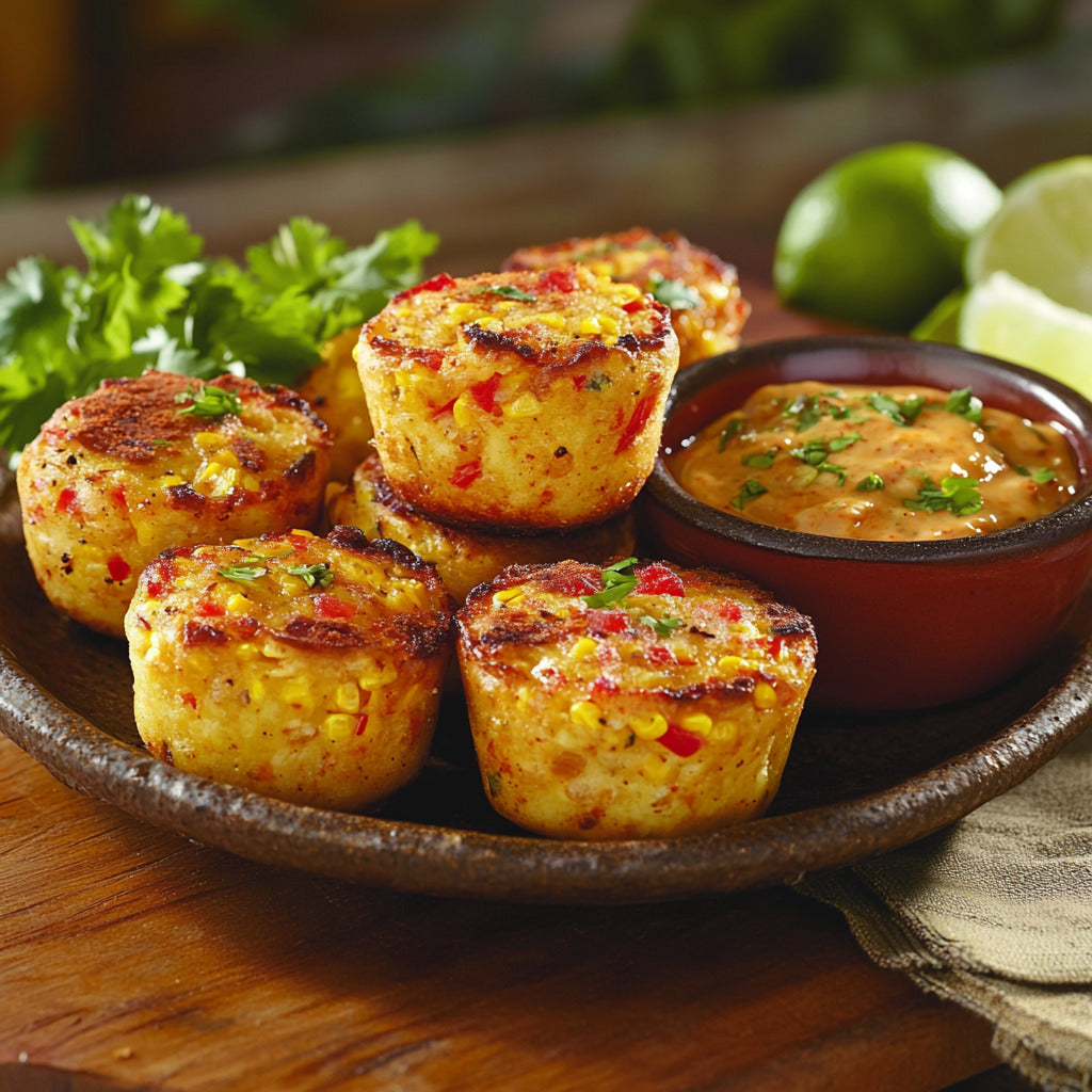 Southwestern Corn Pup Muffins with Zesty Fiesta Sauce