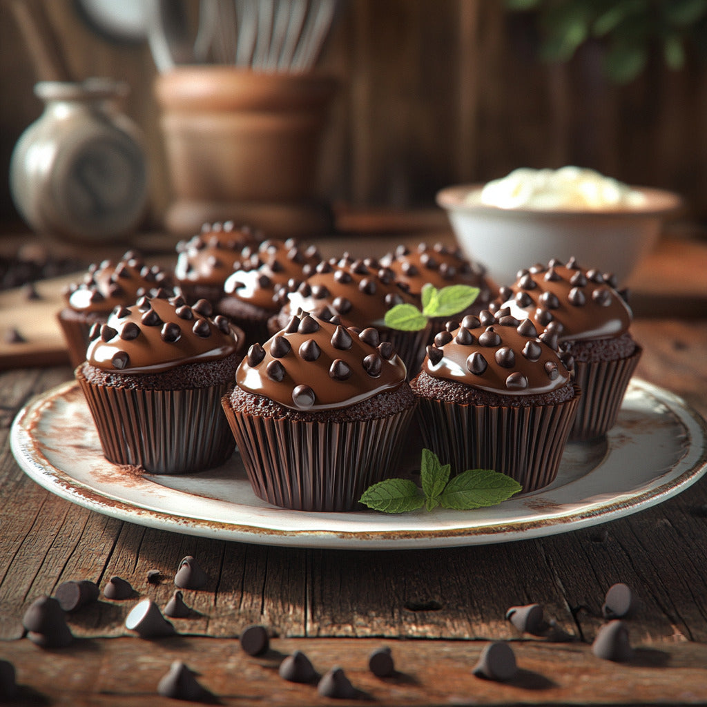 Chocolate Chip Cream-Filled Mini Cupcakes