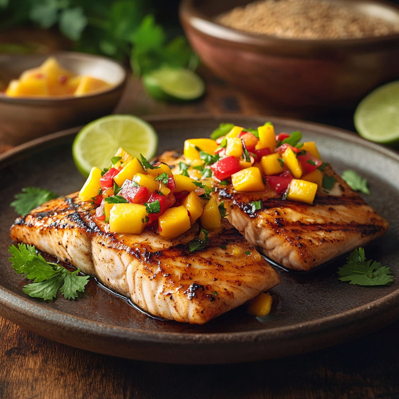 Cedar-Planked Mahi Mahi with Spicy Mango Salsa