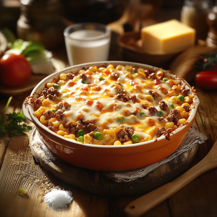 Cheesy Beef Macaroni Bake