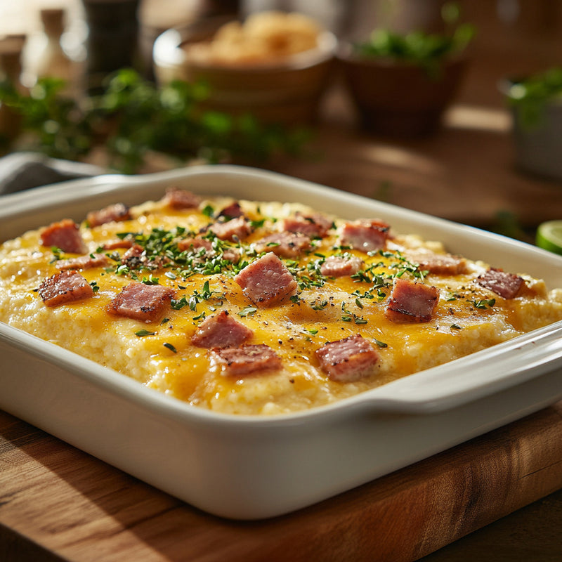 Savory SPAM® and Grits Brunch Bake