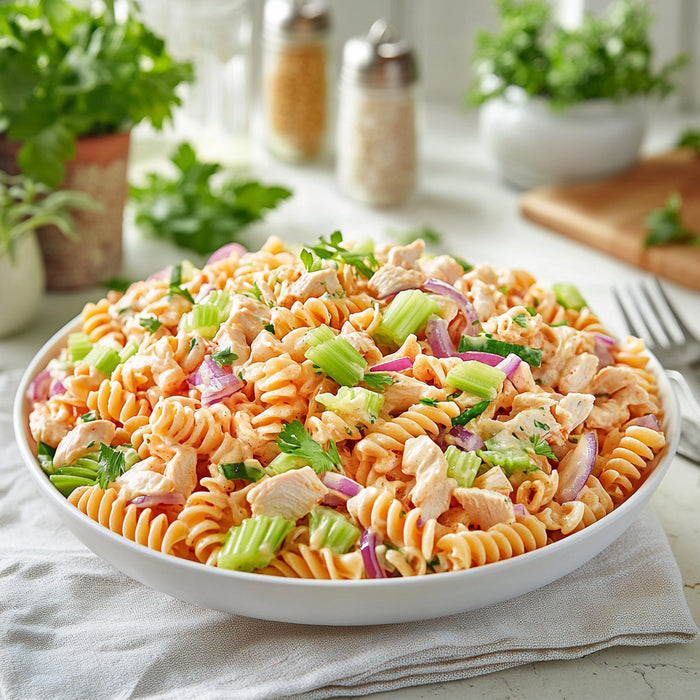 Vibrant Chicken Rotini Salad with Crunchy Celery