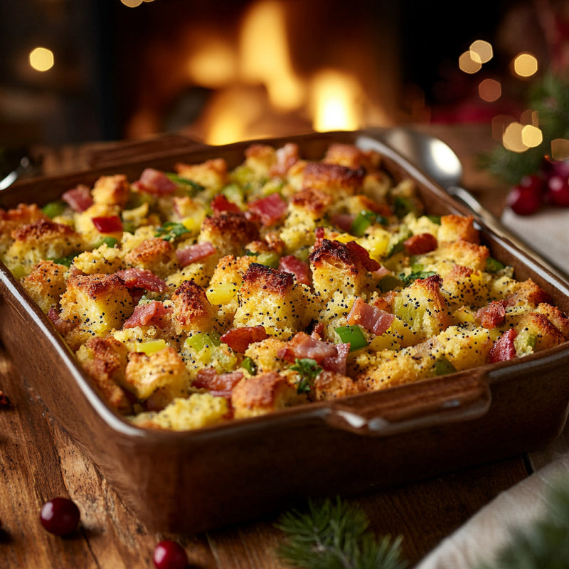 Savory Poppy Seed Cornbread Stuffing