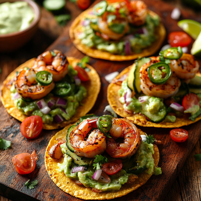 Spicy Shrimp Avocado Tostadas