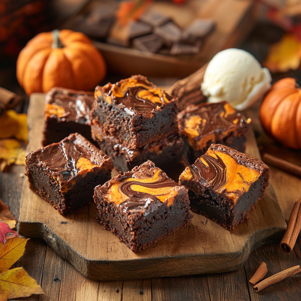 Pumpkin Spice Chocolate Swirl Brownies