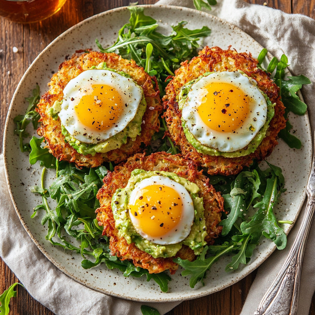 Crispy Avocado Hash Brown Toast