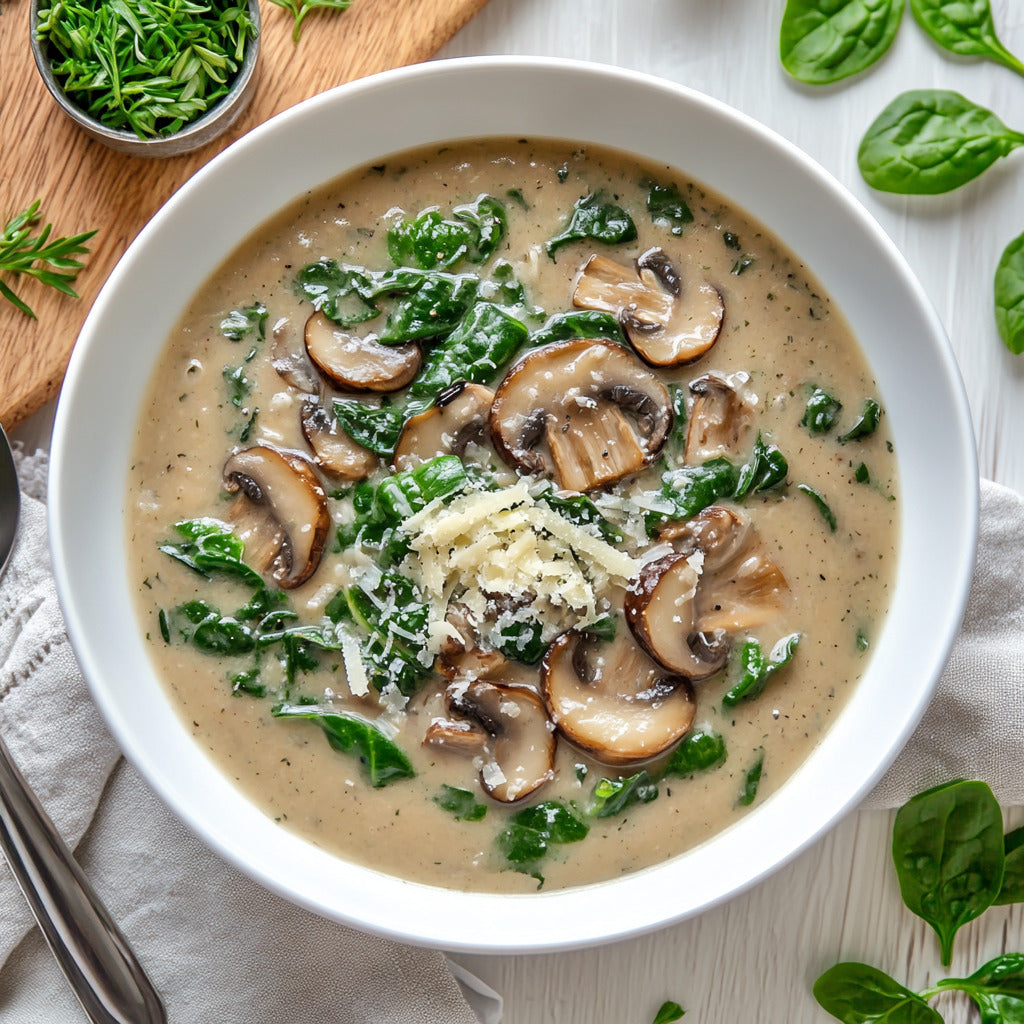 Elegant Mushroom Spinach Soup