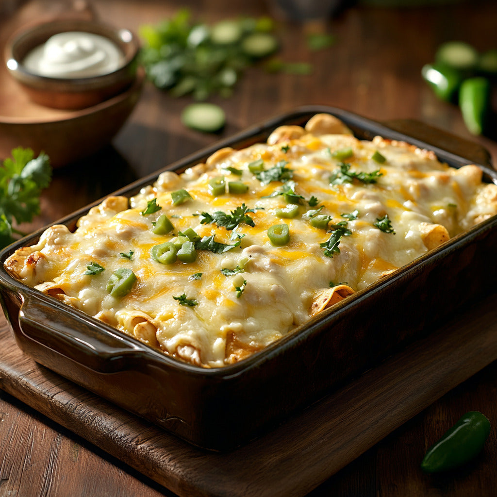 Green Chile Chicken Enchilada Casserole