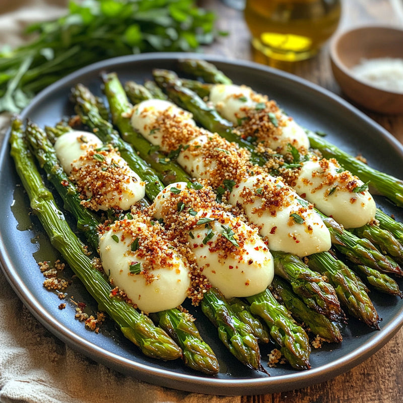 Crispy Panko Asparagus with Creamy Mozzarella