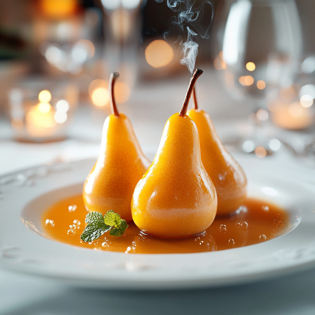 Vanilla Flambéed Pears with Apricot Glaze