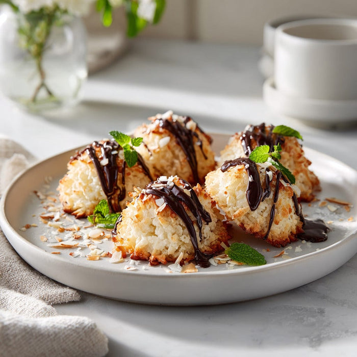 easyChef Pro Almond-Infused Coconut Macaroons with a Chocolate Drizzle