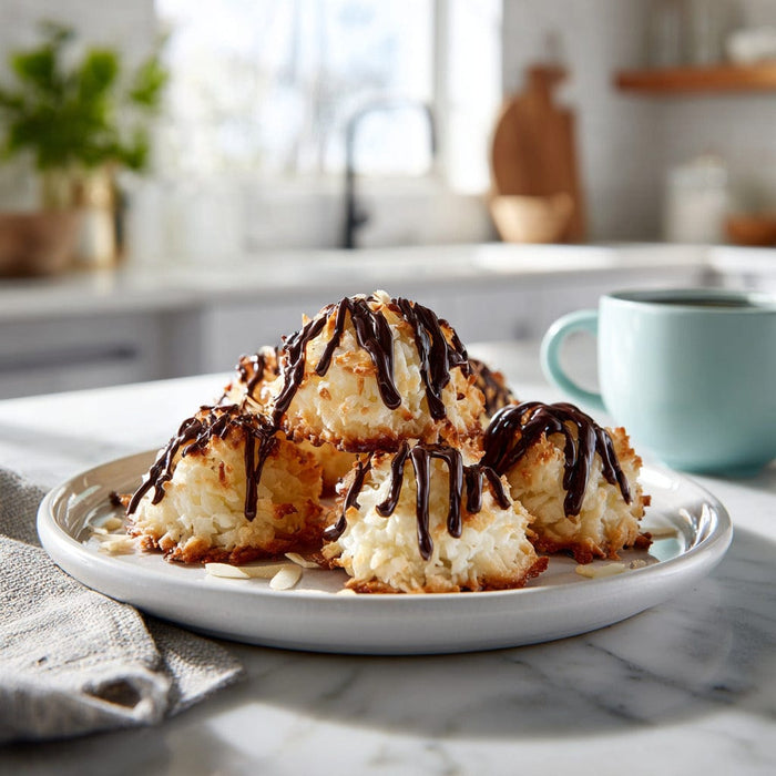easyChef Pro Almond-Infused Coconut Macaroons with Chocolate Drizzle